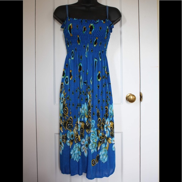 • Sun Style NYC • Blue Floral Diamond Dress - Picture 2 of 4